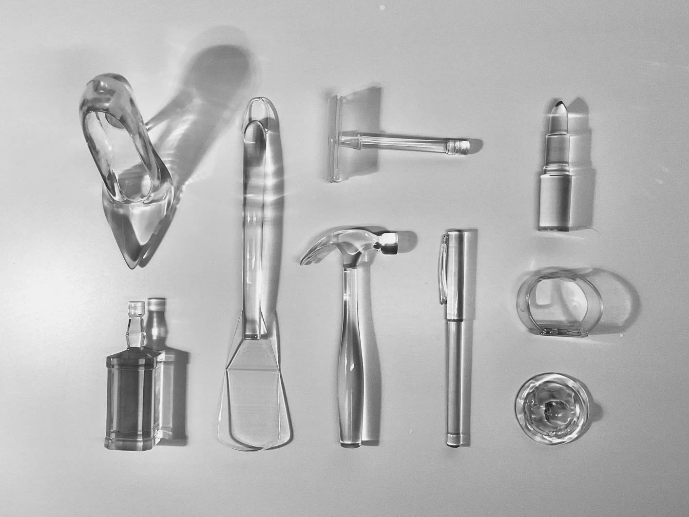 Everyday objects reimagined in clear resin
