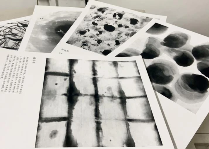 Ink works gathered during exhibition preparation.